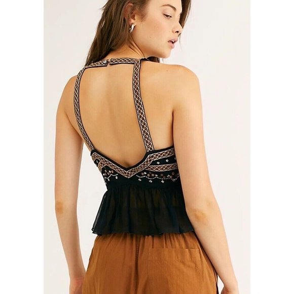 FREE PEOPLE Camille Embellished Peplum Top - NWT - Size XS - Picture 4 of 4